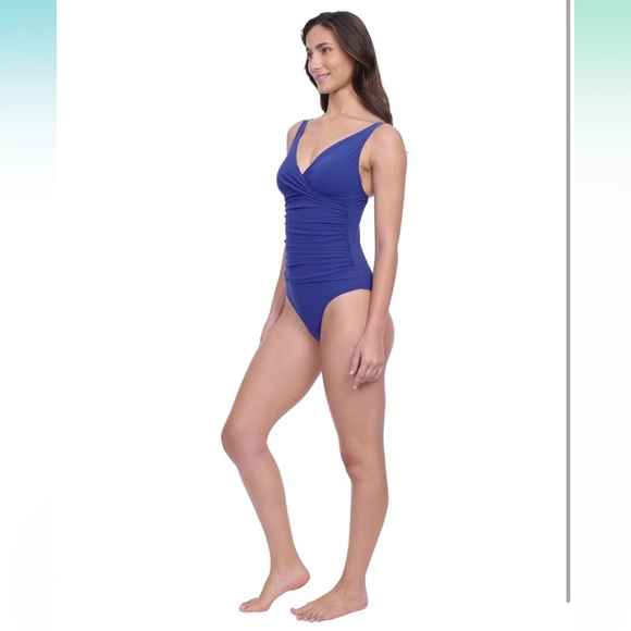 Profile by Gottex Fun Flair One Piece 8 blue Swimsuit Soft Cup Tummy Control - Picture 3 of 8
